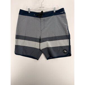Quiksilver Board Shorts Mens 38 11" Striped Colorblock Swim Trunks Drawstring